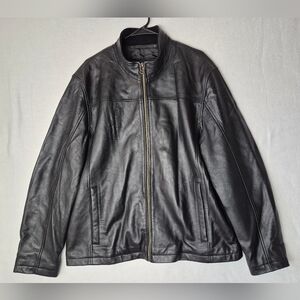 Cole Haan Leather Jacket Men’s XL Black Genuine Lambskin Zip Front Bomber Style